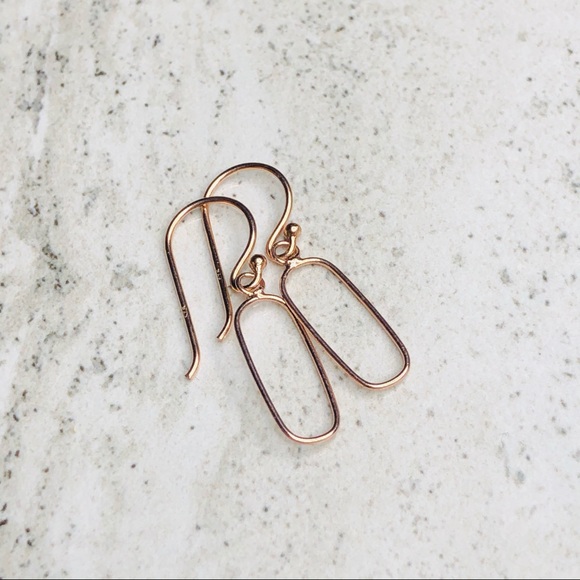 925 Sterling Silver Rose Gold Oval Dangle Earrings - Picture 4 of 16